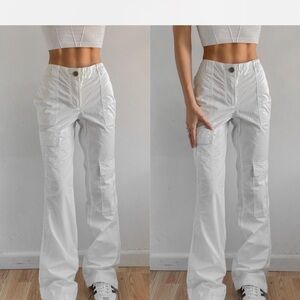Free People White Wide-Leg Cargo Pants